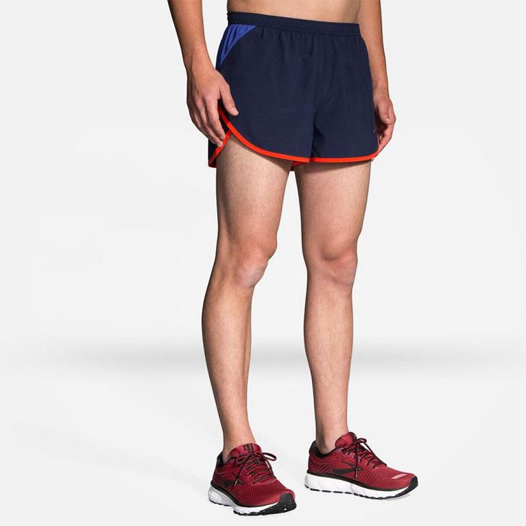 Brooks Hightail 3 Split Running Shorts - Men's - Blue (80396-KJIY)